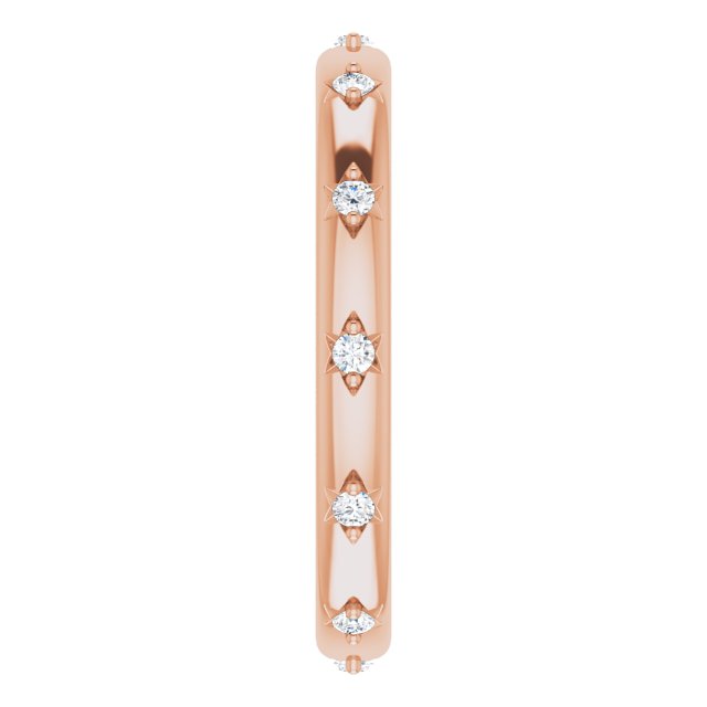 14K Gold Round Natural Diamond Celestial Eternity Band – 1.5 mm Stones - Rose Gold - view 4