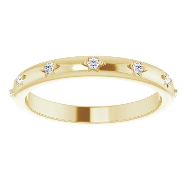 14K Gold Round Natural Diamond Celestial Eternity Band – 1.5 mm Stones - Yellow Gold - view 3