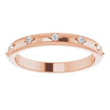 14K Gold Round Natural Diamond Celestial Eternity Band – 1.5 mm Stones - Rose Gold - view 3
