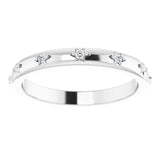 14K Gold Round Natural Diamond Celestial Eternity Band – 1.5 mm Stones - White Gold - view 3
