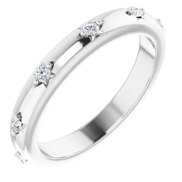 14K Gold Round Natural Diamond Celestial Eternity Band – 1.5 mm Stones - White Gold