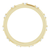 14K Gold Round Natural Diamond Celestial Eternity Band – 1.5 mm Stones - Yellow Gold - view 2