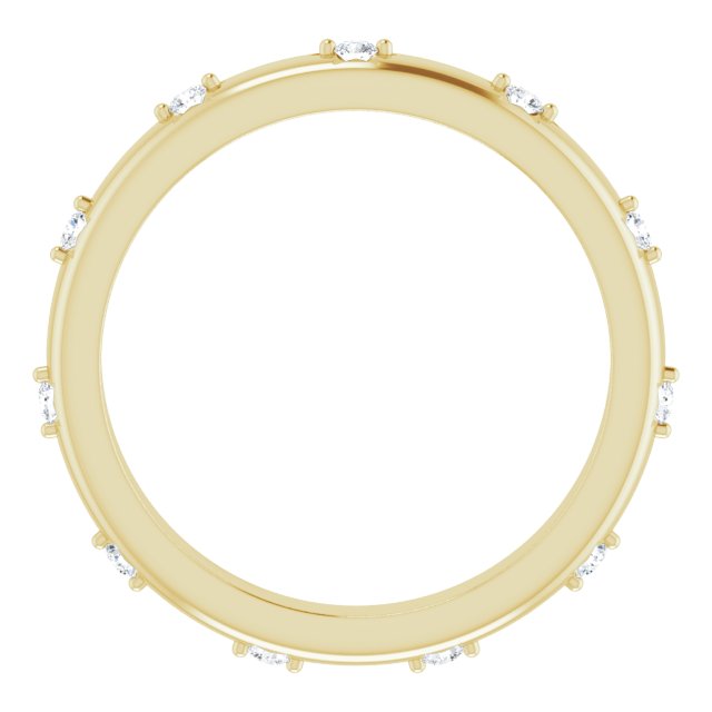 14K Gold Round Natural Diamond Celestial Eternity Band – 1.5 mm Stones - Yellow Gold - view 2