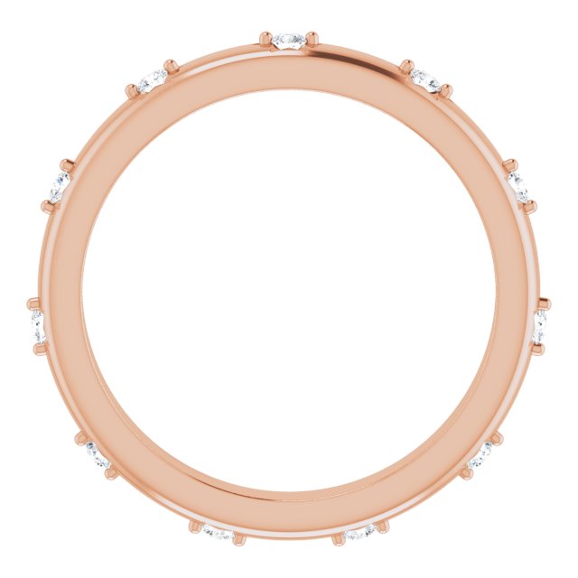 14K Gold Round Natural Diamond Celestial Eternity Band – 1.5 mm Stones - Rose Gold - view 2