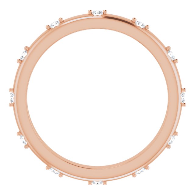 14K Gold Round Natural Diamond Celestial Eternity Band – 1.5 mm Stones - Rose Gold - view 2