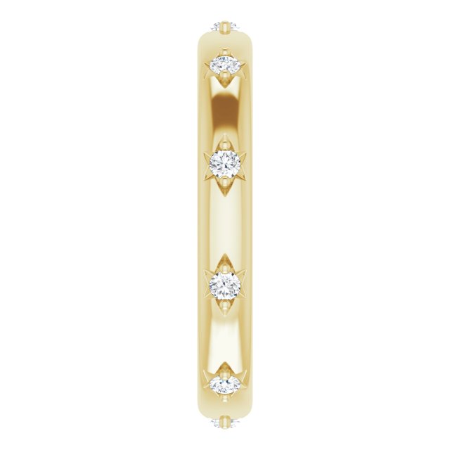 14K Gold Round Natural Diamond Celestial Eternity Band – 1.5 mm Stones - Yellow Gold - view 4