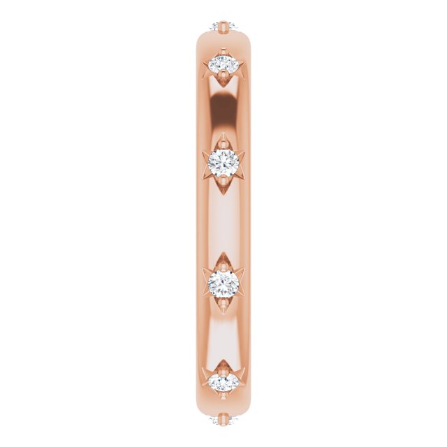 14K Gold Round Natural Diamond Celestial Eternity Band – 1.5 mm Stones - Rose Gold - view 4