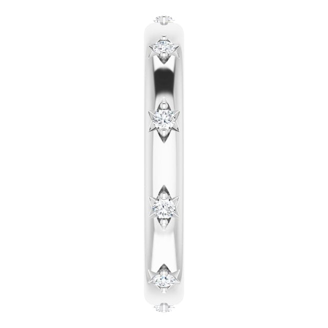 14K Gold Round Natural Diamond Celestial Eternity Band – 1.5 mm Stones - White Gold - view 4