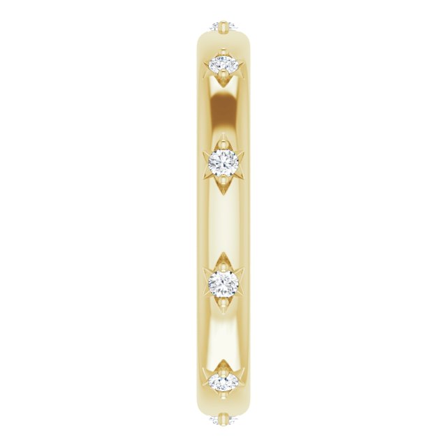 14K Gold Round Natural Diamond Celestial Eternity Band – 1.5 mm Stones - Yellow Gold - view 4
