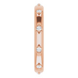14K Gold Round Natural Diamond Celestial Eternity Band – 1.5 mm Stones - Rose Gold - view 4