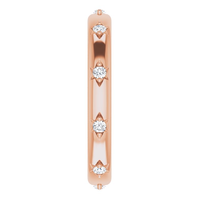 14K Gold Round Natural Diamond Celestial Eternity Band – 1.5 mm Stones - Rose Gold - view 4