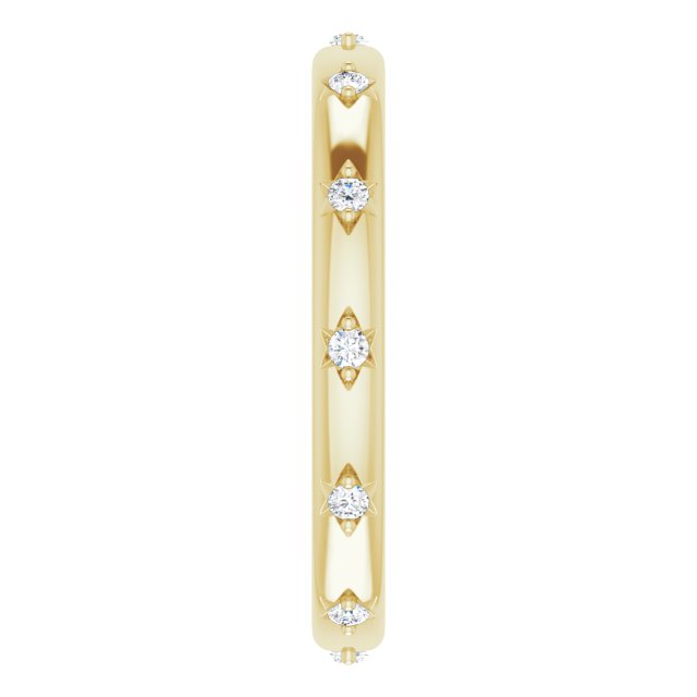 14K Gold Round Natural Diamond Celestial Eternity Band – 1.5 mm Stones - Yellow Gold - view 4