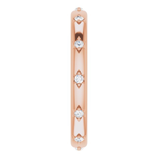 14K Gold Round Natural Diamond Celestial Eternity Band – 1.5 mm Stones - Rose Gold - view 4