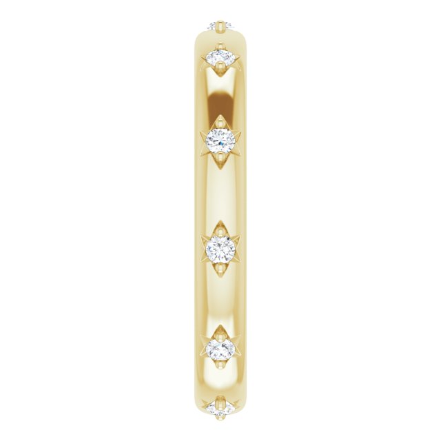 14K Gold Round Natural Diamond Celestial Eternity Band – 1.5 mm Stones - Yellow Gold - view 4