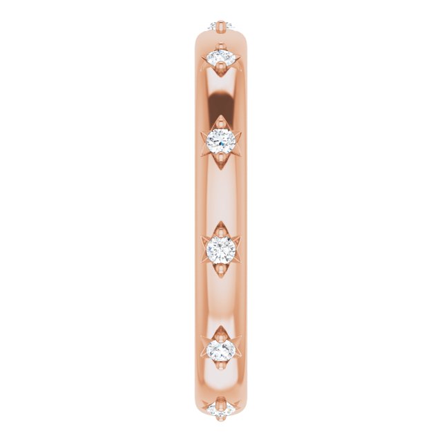 14K Gold Round Natural Diamond Celestial Eternity Band – 1.5 mm Stones - Rose Gold - view 4