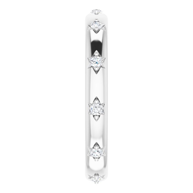 14K Gold Round Natural Diamond Celestial Eternity Band – 1.5 mm Stones - White Gold - view 4
