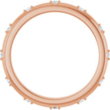 14K Gold Round Natural Diamond Celestial Eternity Band – 1.1 mm Stones - Rose Gold - view 2