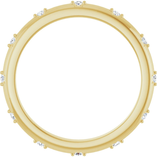 14K Gold Round Natural Diamond Celestial Eternity Band – 1.1 mm Stones - Yellow Gold - view 2