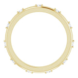 14K Gold Round Natural Diamond Celestial Eternity Band – 1.5 mm Stones - Yellow Gold - view 2