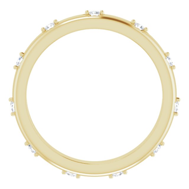14K Gold Round Natural Diamond Celestial Eternity Band – 1.5 mm Stones - Yellow Gold - view 2