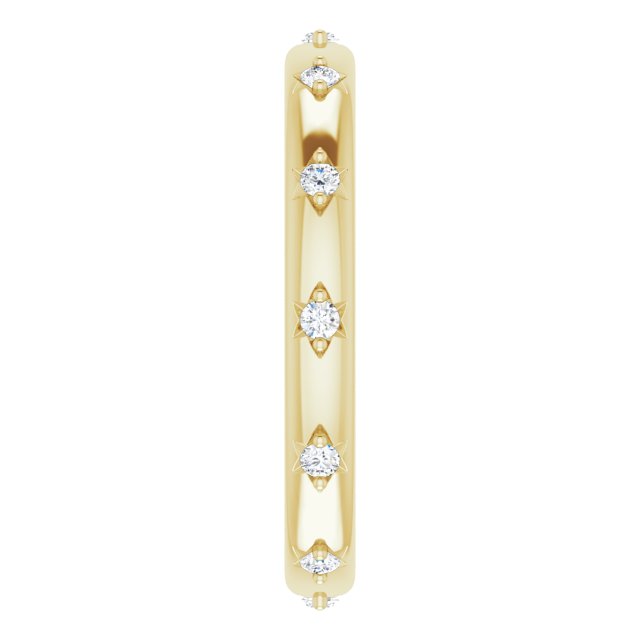14K Gold Round Natural Diamond Celestial Eternity Band – 1.5 mm Stones - Yellow Gold - view 4