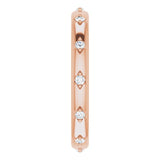 14K Gold Round Natural Diamond Celestial Eternity Band – 1.5 mm Stones - Rose Gold - view 4