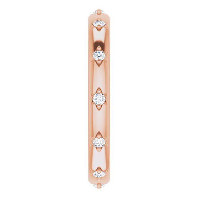 14K Gold Round Natural Diamond Celestial Eternity Band – 1.5 mm Stones - Rose Gold - view 4
