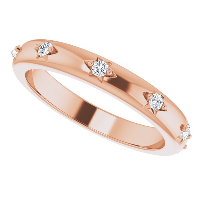 14K Gold Round Natural Diamond Celestial Eternity Band – 1.5 mm Stones - Rose Gold - view 5