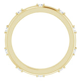 14K Gold Round Natural Diamond Celestial Eternity Band – 1.5 mm Stones - Yellow Gold - view 2