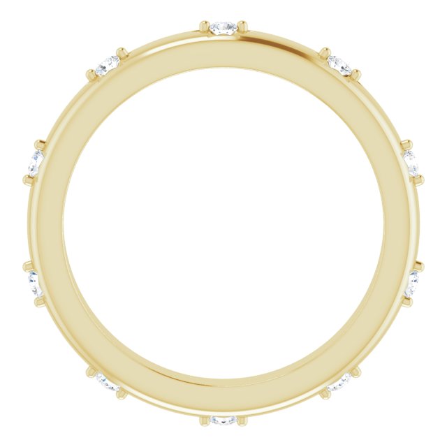 14K Gold Round Natural Diamond Celestial Eternity Band – 1.5 mm Stones - Yellow Gold - view 2