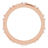 14K Gold Round Natural Diamond Celestial Eternity Band – 1.5 mm Stones - Rose Gold - view 2
