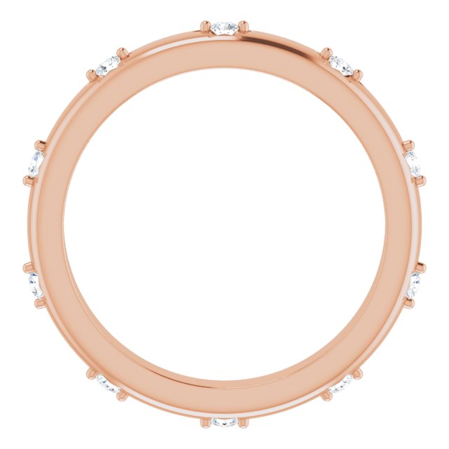 14K Gold Round Natural Diamond Celestial Eternity Band – 1.5 mm Stones - Rose Gold - view 2