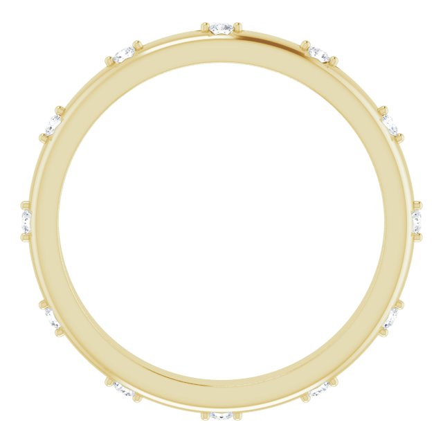 14K Gold Round Natural Diamond Celestial Eternity Band – 1.5 mm Stones - Yellow Gold - view 2