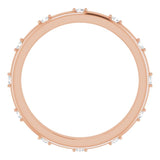 14K Gold Round Natural Diamond Celestial Eternity Band – 1.5 mm Stones - Rose Gold - view 2