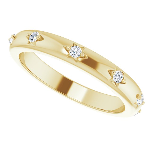 14K Gold Round Natural Diamond Celestial Eternity Band – 1.5 mm Stones - Yellow Gold - view 5