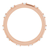 14K Gold Round Natural Diamond Celestial Eternity Band – 1.5 mm Stones - Rose Gold - view 2