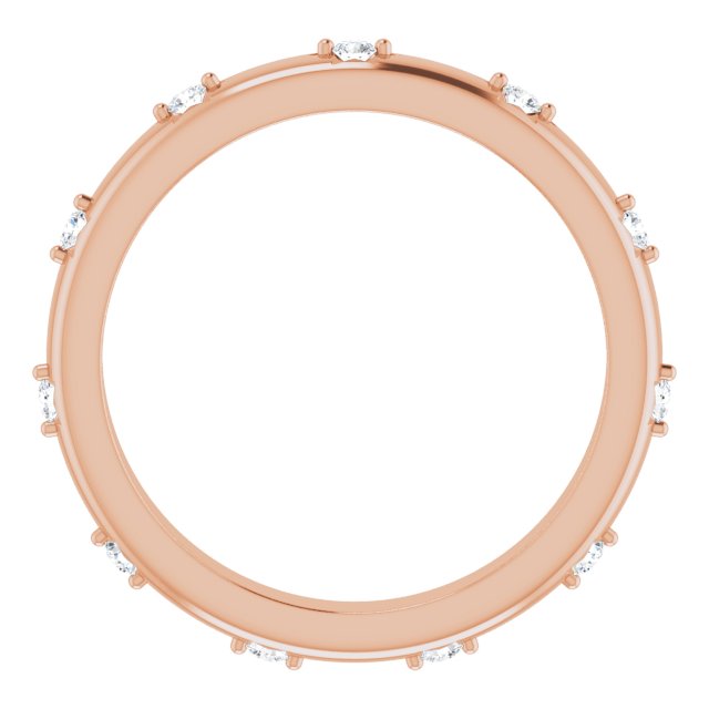 14K Gold Round Natural Diamond Celestial Eternity Band – 1.5 mm Stones - Rose Gold - view 2