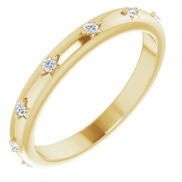 14K Gold Round Natural Diamond Celestial Eternity Band – 1.5 mm Stones - Yellow Gold