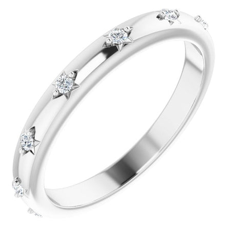 14K Gold Round Natural Diamond Celestial Eternity Band – 1.5 mm Stones - White Gold