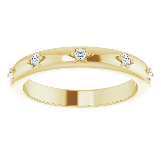14K Gold Round Natural Diamond Celestial Eternity Band – 1.5 mm Stones - Yellow Gold - view 3