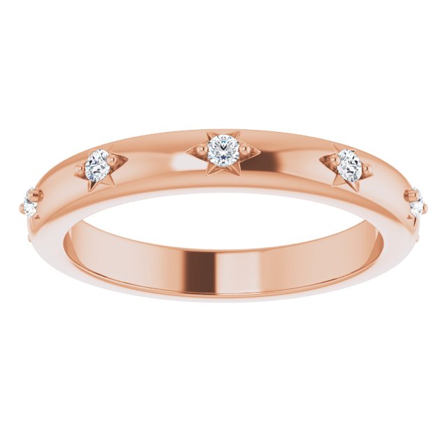 14K Gold Round Natural Diamond Celestial Eternity Band – 1.5 mm Stones - Rose Gold - view 3