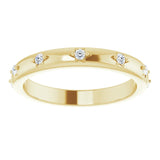 14K Gold Round Natural Diamond Celestial Eternity Band – 1.5 mm Stones - Yellow Gold - view 3
