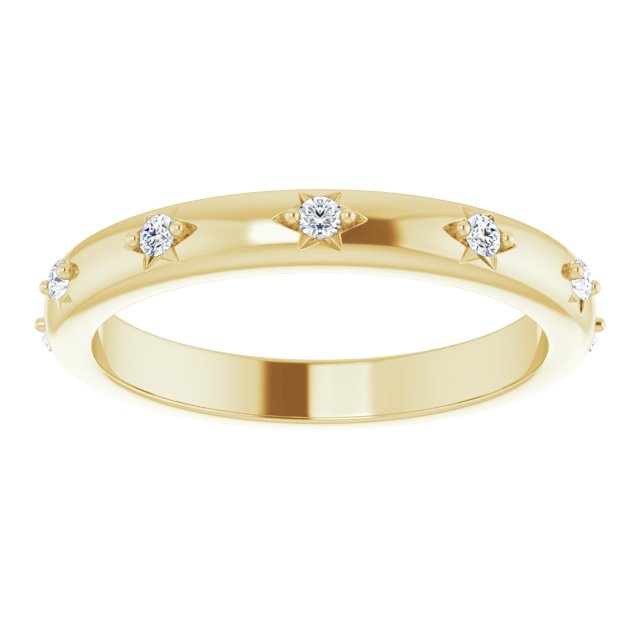 14K Gold Round Natural Diamond Celestial Eternity Band – 1.5 mm Stones - Yellow Gold - view 3