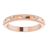 14K Gold Round Natural Diamond Celestial Eternity Band – 1.5 mm Stones - Rose Gold - view 3