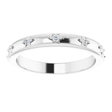 14K Gold Round Natural Diamond Celestial Eternity Band – 1.5 mm Stones - White Gold - view 3