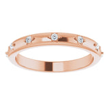 14K Gold Round Natural Diamond Celestial Eternity Band – 1.5 mm Stones - Rose Gold - view 3
