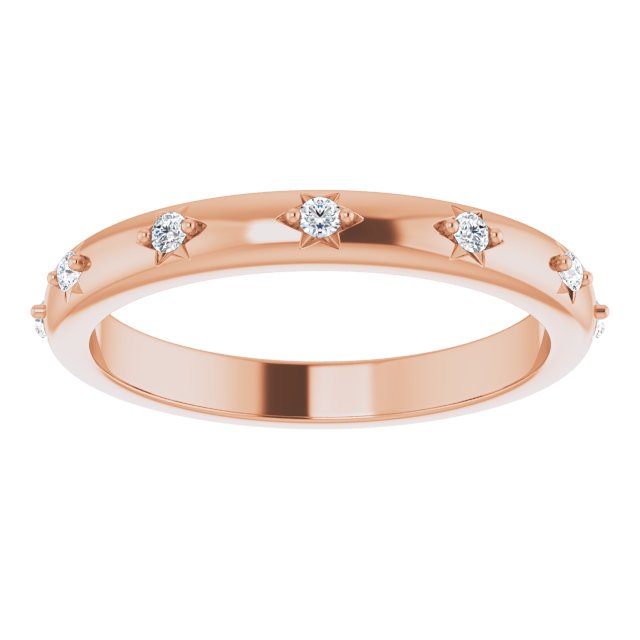 14K Gold Round Natural Diamond Celestial Eternity Band – 1.5 mm Stones - Rose Gold - view 3