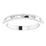 14K Gold Round Natural Diamond Celestial Eternity Band – 1.5 mm Stones - White Gold - view 3
