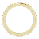 14K Gold Round Natural Diamond Celestial Eternity Band – 1.5 mm Stones - Yellow Gold - view 2