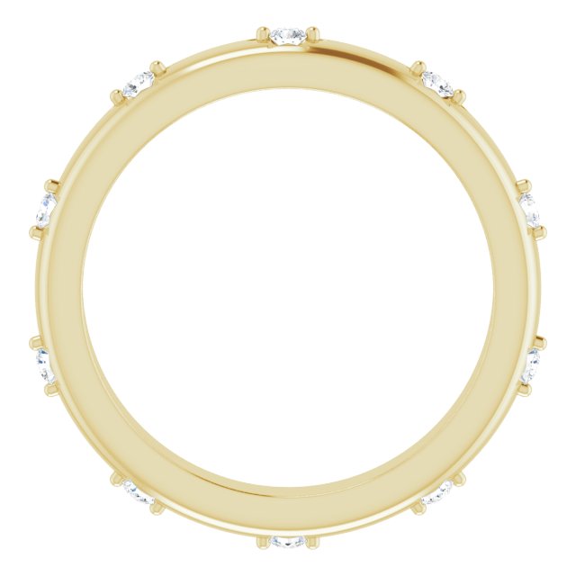 14K Gold Round Natural Diamond Celestial Eternity Band – 1.5 mm Stones - Yellow Gold - view 2